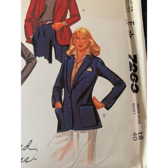 McCall's Misses Jacket Sewing Pattern Sz 18 7263 - Uncut - Picture 3 of 9